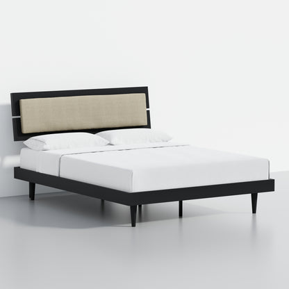 ComfIQ HavenWood Modern Solid Wood Platform Bed with Optional Adjustable Headboard with Cushion