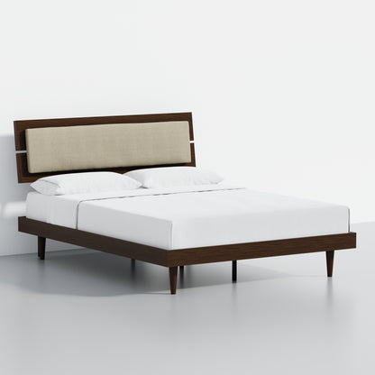 ComfIQ HavenWood Modern Solid Wood Platform Bed with Optional Adjustable Headboard with Cushion
