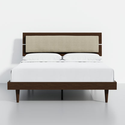 ComfIQ HavenWood Modern Solid Wood Platform Bed with Optional Adjustable Headboard with Cushion