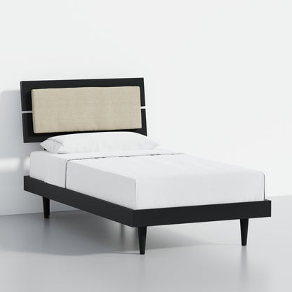ComfIQ HavenWood Modern Solid Wood Platform Bed with Optional Adjustable Headboard with Cushion
