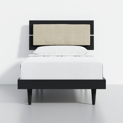 ComfIQ HavenWood Modern Solid Wood Platform Bed with Optional Adjustable Headboard with Cushion