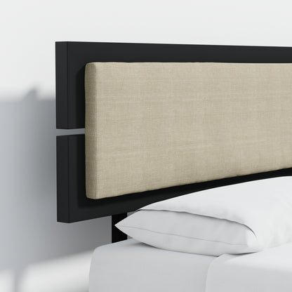 ComfIQ HavenWood Modern Solid Wood Platform Bed with Optional Adjustable Headboard with Cushion