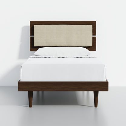 ComfIQ HavenWood Modern Solid Wood Platform Bed with Optional Adjustable Headboard with Cushion