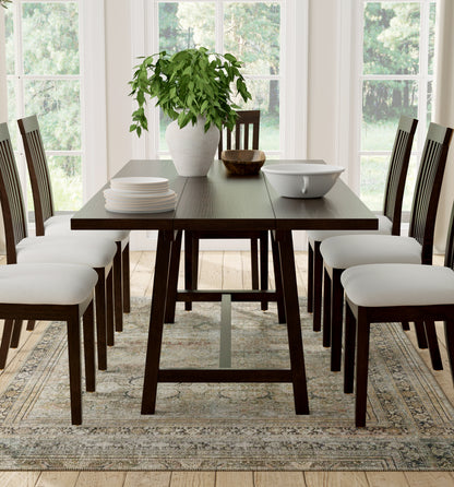 ComfIQ Harthwell 84-Inch Modern Farmhouse Dining Table - Solid Rubberwood with Solid Ash Veneer, Seats 8, Easy Assembly, Rustic Wood Kitchen & Dining Room Table