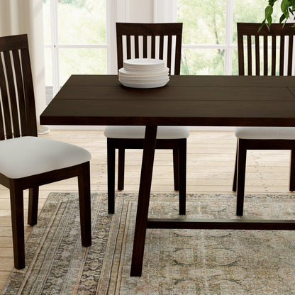 ComfIQ Harthwell 84-Inch Modern Farmhouse Dining Table - Solid Rubberwood with Solid Ash Veneer, Seats 8, Easy Assembly, Rustic Wood Kitchen & Dining Room Table