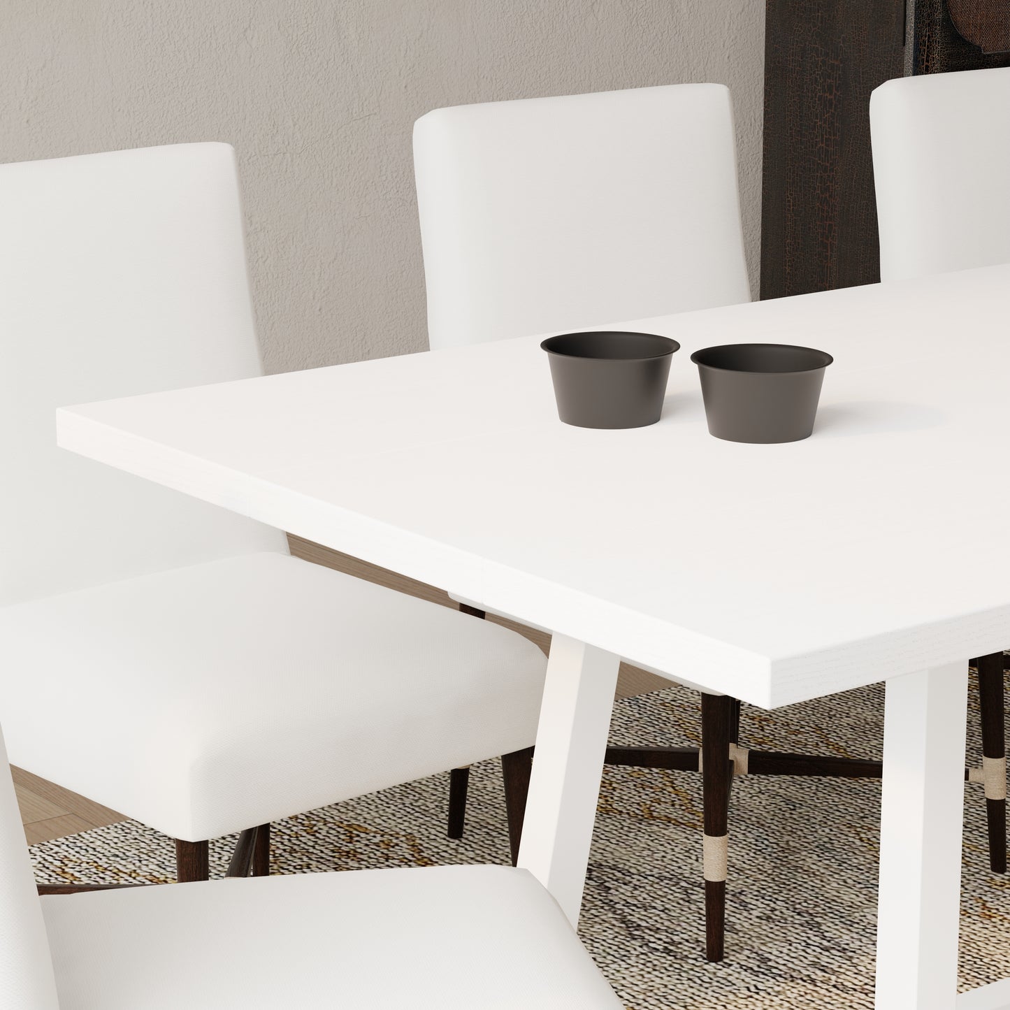 ComfIQ Harthwell 84-Inch Modern Farmhouse Dining Table - Solid Rubberwood with Solid Ash Veneer, Seats 8, Easy Assembly, Rustic Wood Kitchen & Dining Room Table