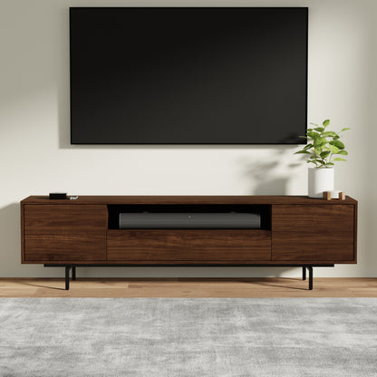 ComfIQ Norrhaus 75-Inch Modern TV Stand with Center Channel Speaker Shelf and Flip Down Door