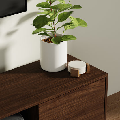 ComfIQ Norrhaus 75-Inch Modern TV Stand with Center Channel Speaker Shelf and Flip Down Door