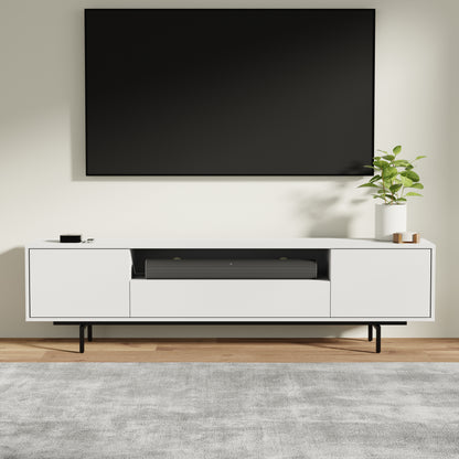 ComfIQ Norrhaus 75-Inch Modern TV Stand with Center Channel Speaker Shelf and Flip Down Door