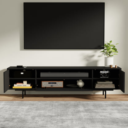 ComfIQ Norrhaus 75-Inch Modern TV Stand with Center Channel Speaker Shelf and Flip Down Door