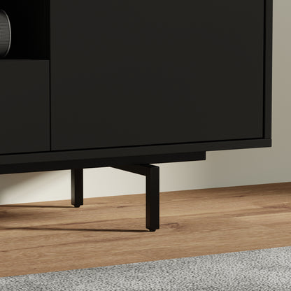ComfIQ Norrhaus 75-Inch Modern TV Stand with Center Channel Speaker Shelf and Flip Down Door