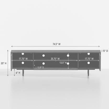 ComfIQ Norrhaus 75-Inch Modern TV Stand with Center Channel Speaker Shelf and Flip Down Door