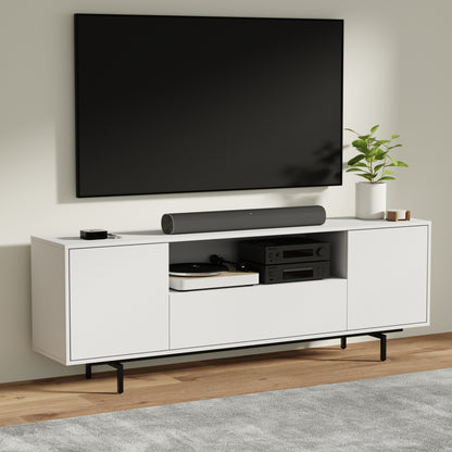 ComfIQ Norrhaus 75-Inch Modern TV Stand with Center Channel Speaker Shelf and Flip Down Door