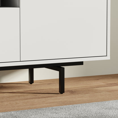 ComfIQ Norrhaus 75-Inch Modern TV Stand with Center Channel Speaker Shelf and Flip Down Door