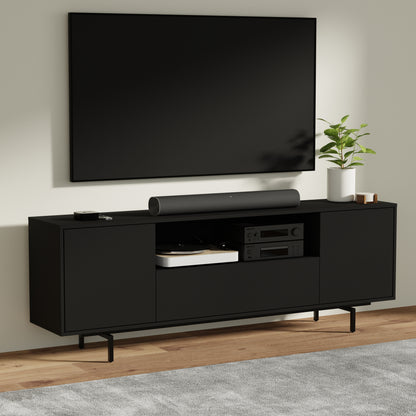 ComfIQ Norrhaus 75-Inch Modern TV Stand with Center Channel Speaker Shelf and Flip Down Door