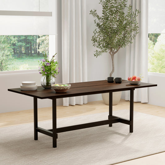 ComfIQ 84" Japandi Split-Top Wood Dining Table
